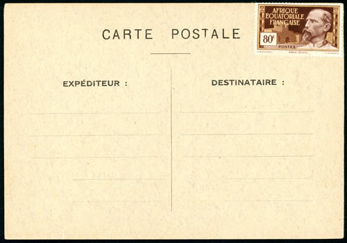 carte interzones d'AEF avec timbre mobile
