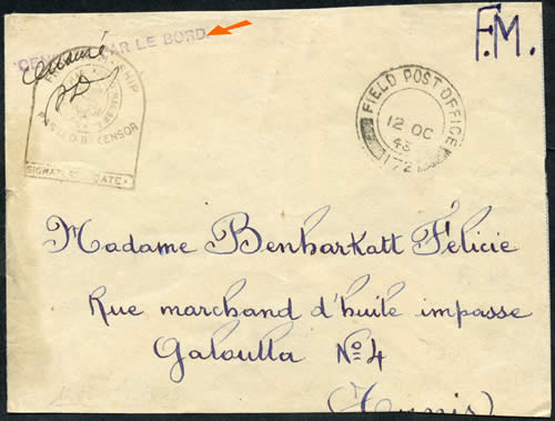 lettre d'un marin français passé par la poste britannique