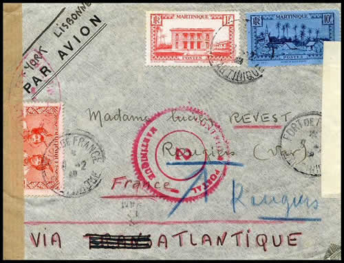 lettre par avion de Martinique pour le Var