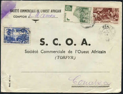 lettre commerciale avec le 1F pétain de Guinée