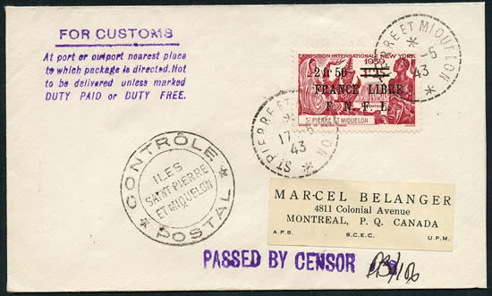 lettre pour Montreal avec censures française et canadienne