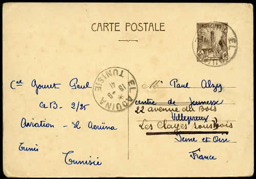 Entier postal à 80c mosquée légende EF utilisée en 1941