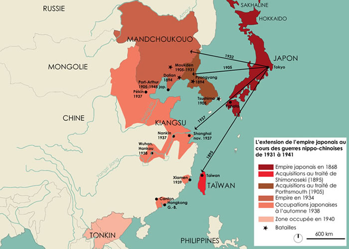 Carte des guerres sino-japonaises