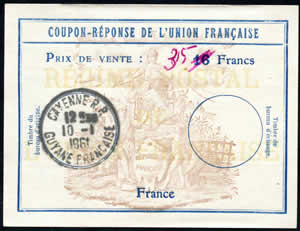 Guyane ancien coupon UF utilisé en 1961
