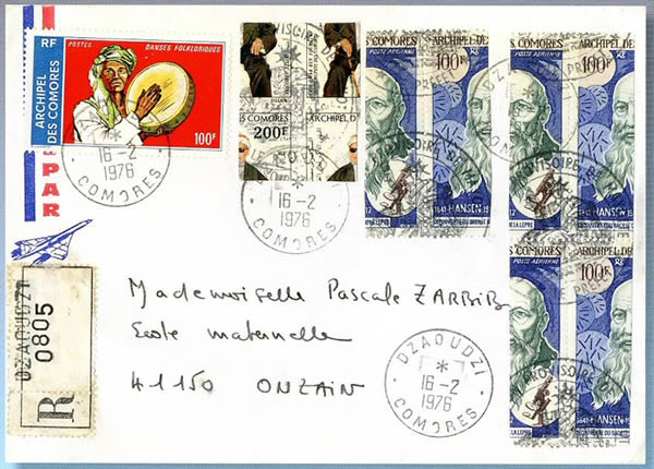 Mayotte timbres coupés