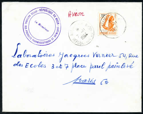 Courrier officiel timbres du Niger