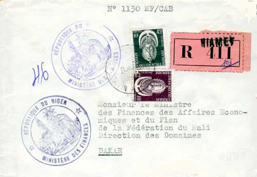 Courrier officiel timbres service AOF