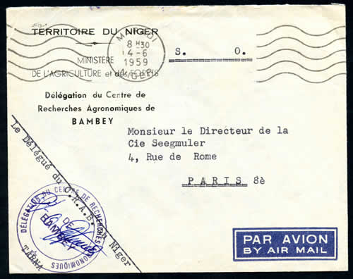 Courrier Officiel Territoire du Niger 1959