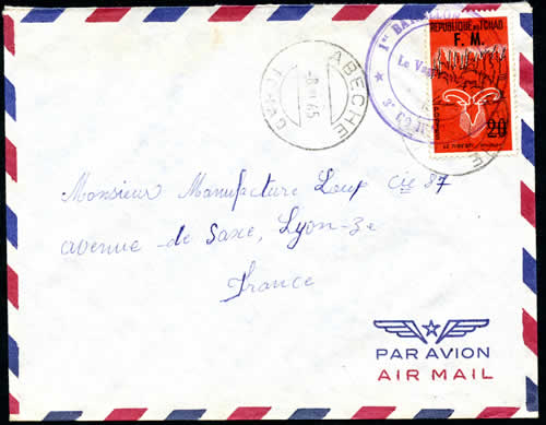 FM 1 sur lettre Abeché 1965