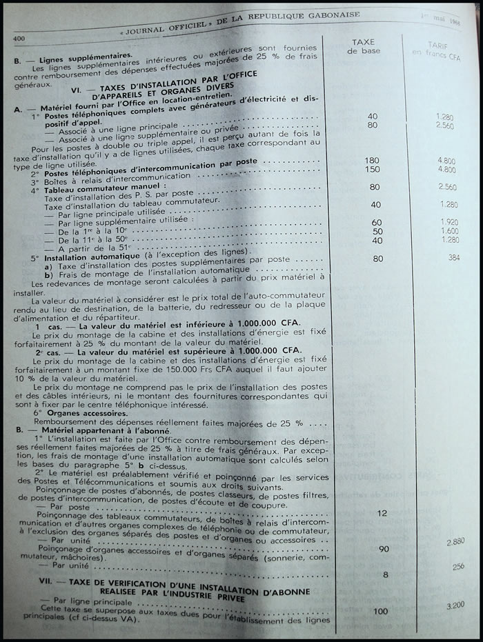 tarif postal du Gabon 1er mars 1966 page 11