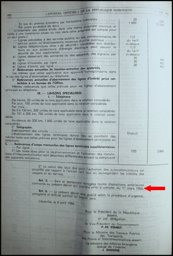 Tarif postal du Gabon 1er mars 1966 page 13