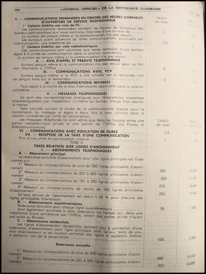 tarif postal du Gabon 1er mars 1966 page 7