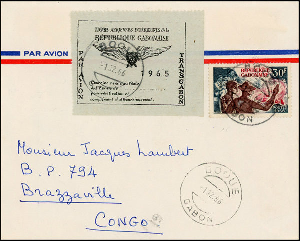 Vignette Transgabon 1965 sur lettre