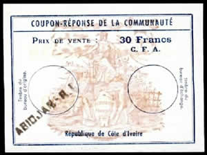 CRC 30 FCFA type Cf 9 République de Côte d'Ivoire