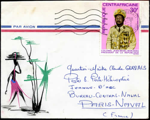Colonel Bokassa sur lettre