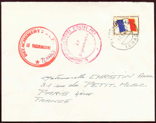 Timbre FM drapeau (France) sur lettre du 2ème REP
