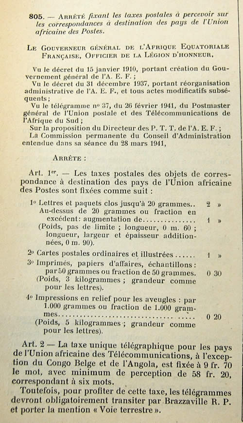tarif UAP 1941