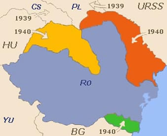 Territoires perdus par la Roumanie au début de la guerre mondiale