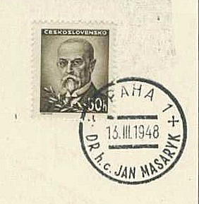 Jan Masaryk oblitération de deuil
