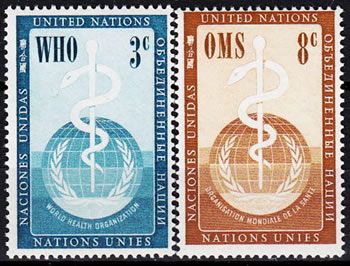Timbres OMS des Nations Unies