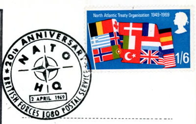 Oblitération forces britanniques 20ème anniversaire de l'OTAN