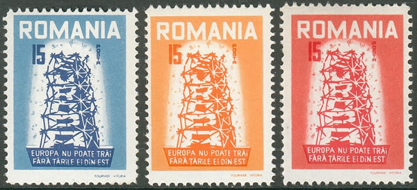 Simili timbres Europa de Roumanie propagande anti-communiste