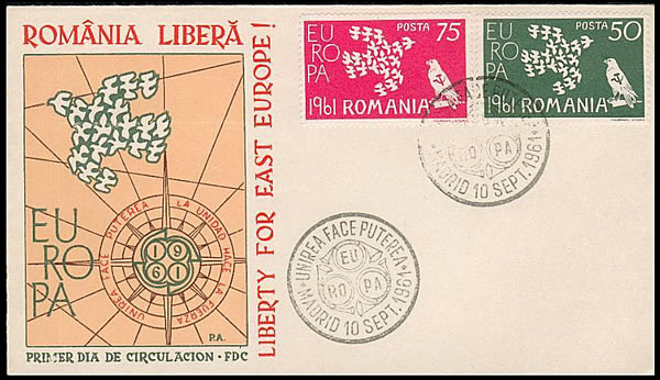 Pseudo-timbres Europa de Roumanie 1961 FDC