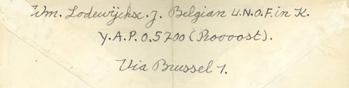 Verso lettre soldat Belge ONU en Corée 1954