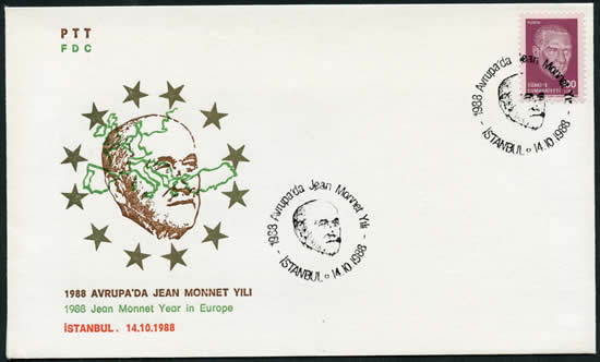 Oblitération temporaire Jean Monnet à Istanbul 1988