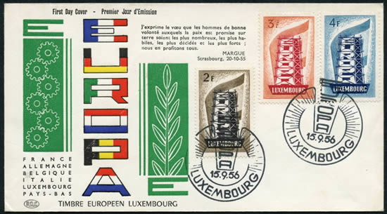FDC Europa 1956 Luxembourg