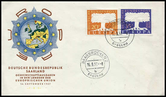 Europa FDC sarre 1957