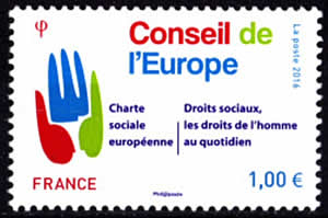 Timbre du Conseil de l'Europe consacré à la charte sociale européenne