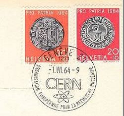 CERN timbre à date avec symbole atomique