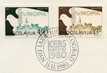 Timbres de Yougoslavie consacrés à la Conférence de madrid en 1980