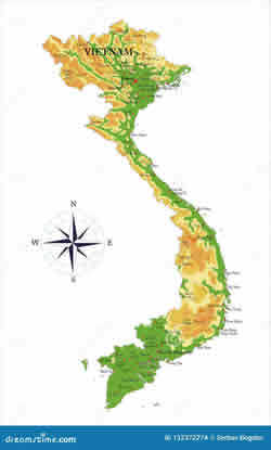 Carte physique du Vietnam
