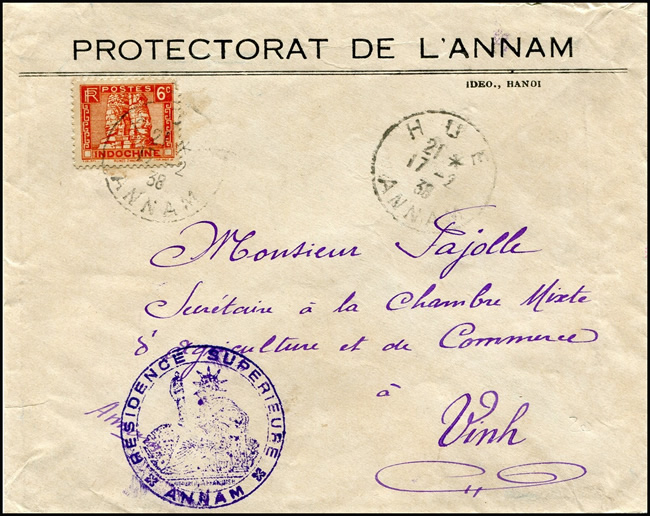 Lettre officielle du Protectorat de l'Annam 1938