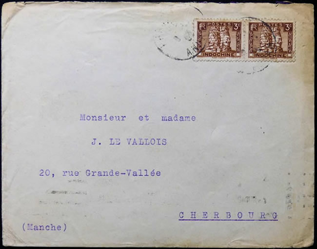 Timbre-souvenir Annam Pêcheurs sur lettre
