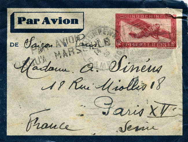 Timbres-souvenir-du Cambodge sur lettre