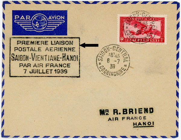 premier vol Saigon Vientiane Hanoi par Air France