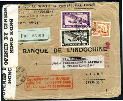 Lettre BI de Hanoi pour Vichy 15 à 20g