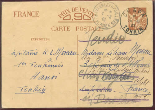 carte interzone type 2 de Chapa pour Nantes postée après le dernier bateau et distribuée en 1946