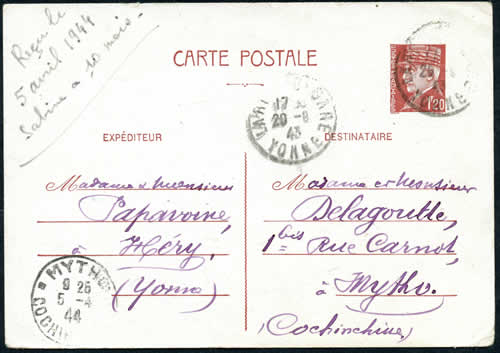 CP Pétain Yonne vers Mytho 1943-44