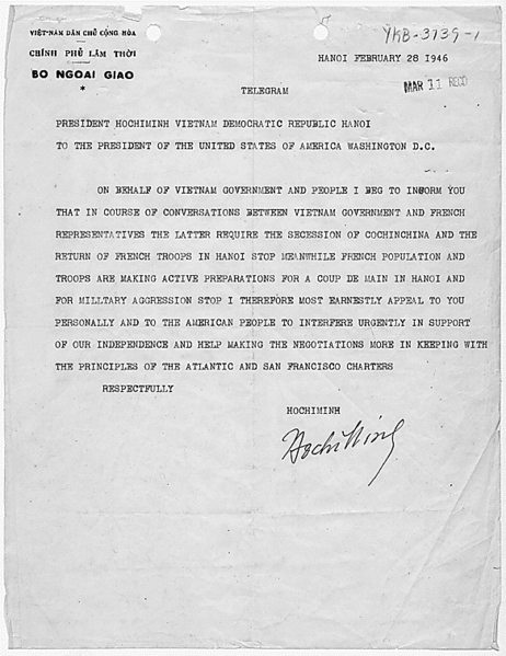 Télégramme HCM à Truman