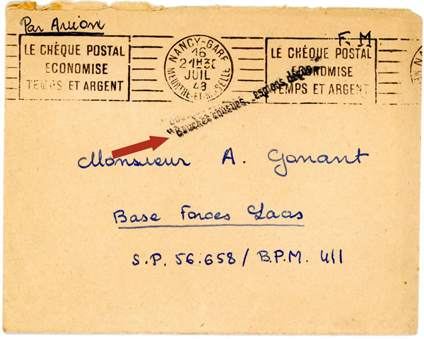 Lettre avec griffe 3Bouches cousues espions déçus" 1948
