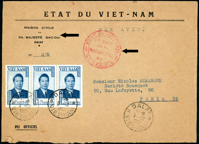 Lettre officielle de la maison civile de Bao-Dai 1953
