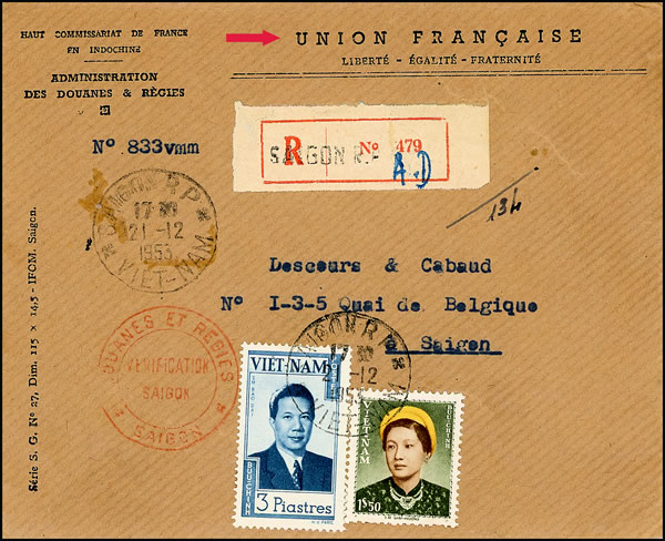 Lettre à entête du Haut-Commissariat avec en gros "Union Française"