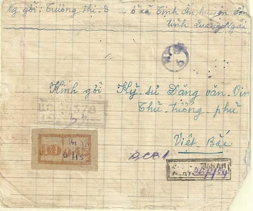 Lettre recommandée avec timbres du Tonkin