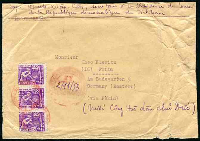 Lettre pour l'étranger Novembre 1953