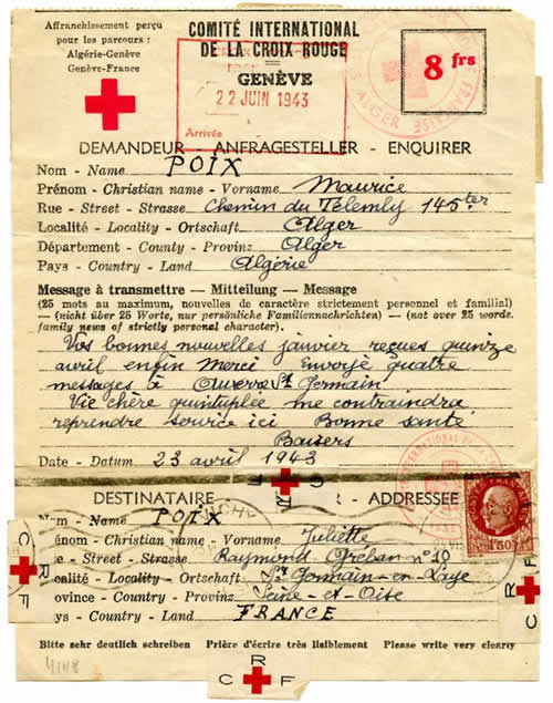 Croix-Rouge 1943 pour la métropole