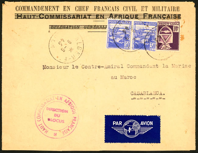 Lettre à entête du Comandement en chef civil et militaire d'Alger
